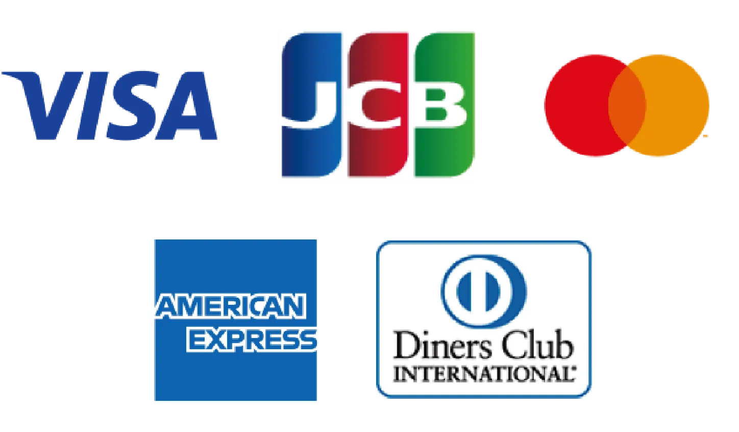 VISA・jCB・MasterCard・AMERICANEXPRESS・DinersClub